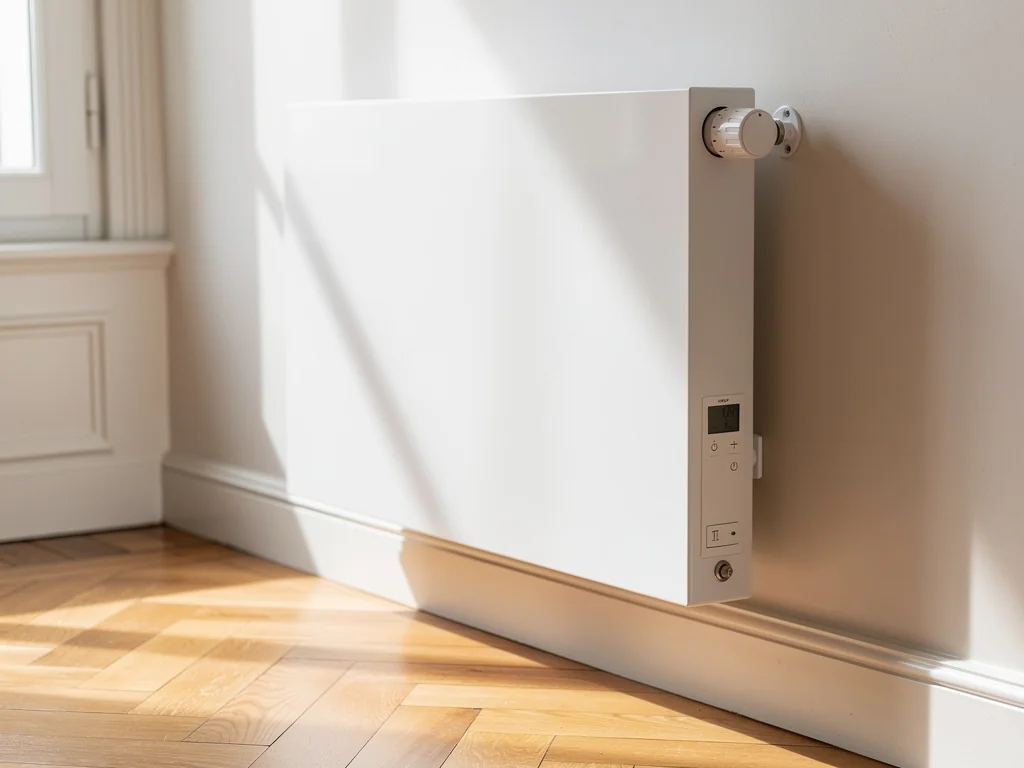 Radiateur panneau et robinet thermostatique remplacés dans un appartement rénové